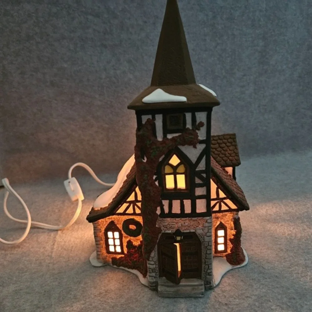 Department 56 Old‎ Michael Church Lighted Dickens Christmas Village House Vtg